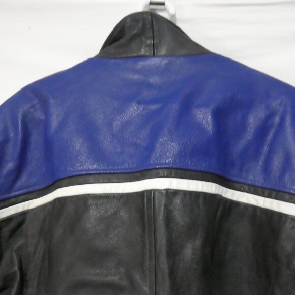 Vintage | MILAN | xl - extra large | Men's Leather Jacket | Black - Blue - White - Picture 11 of 16